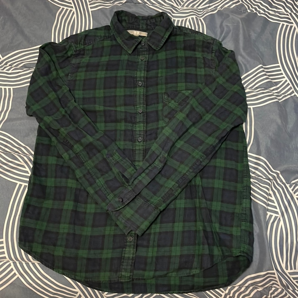 Uniqlo Green Button Down Flannel